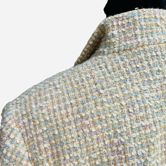 Vintage Escada Wool Tweed Suit Size 10 Pastel Yellow Mod Mad Men Vibes - Picture 7 of 12